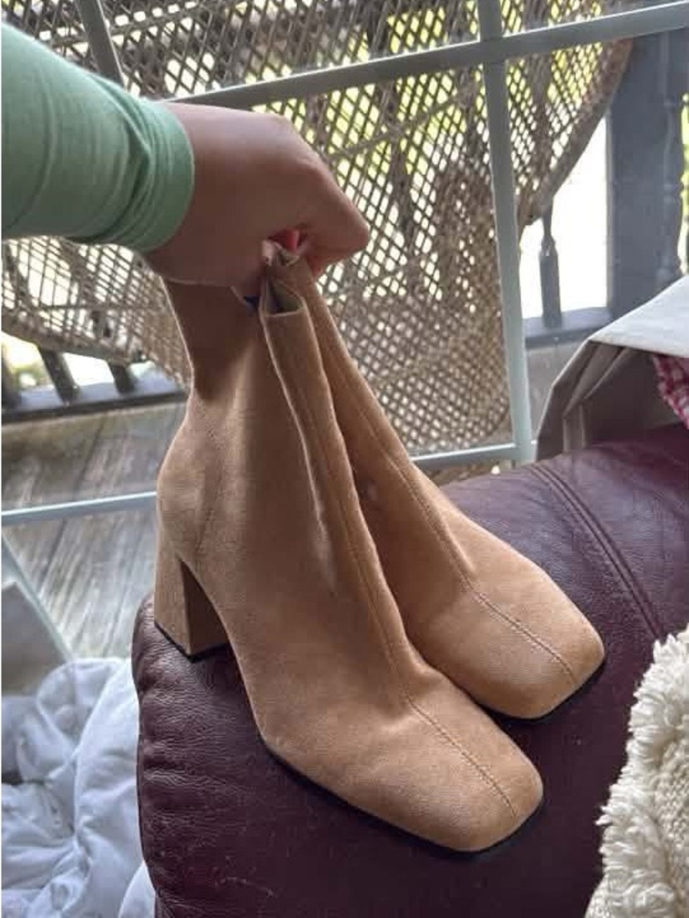 Women’s Tan Suede Block Heel Ankle Boots